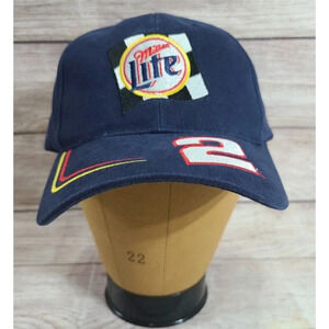 Nascar Miller Light Rusty Wallace #2 Baseball Cap Hat Navy Mens OSFM Blue Hase